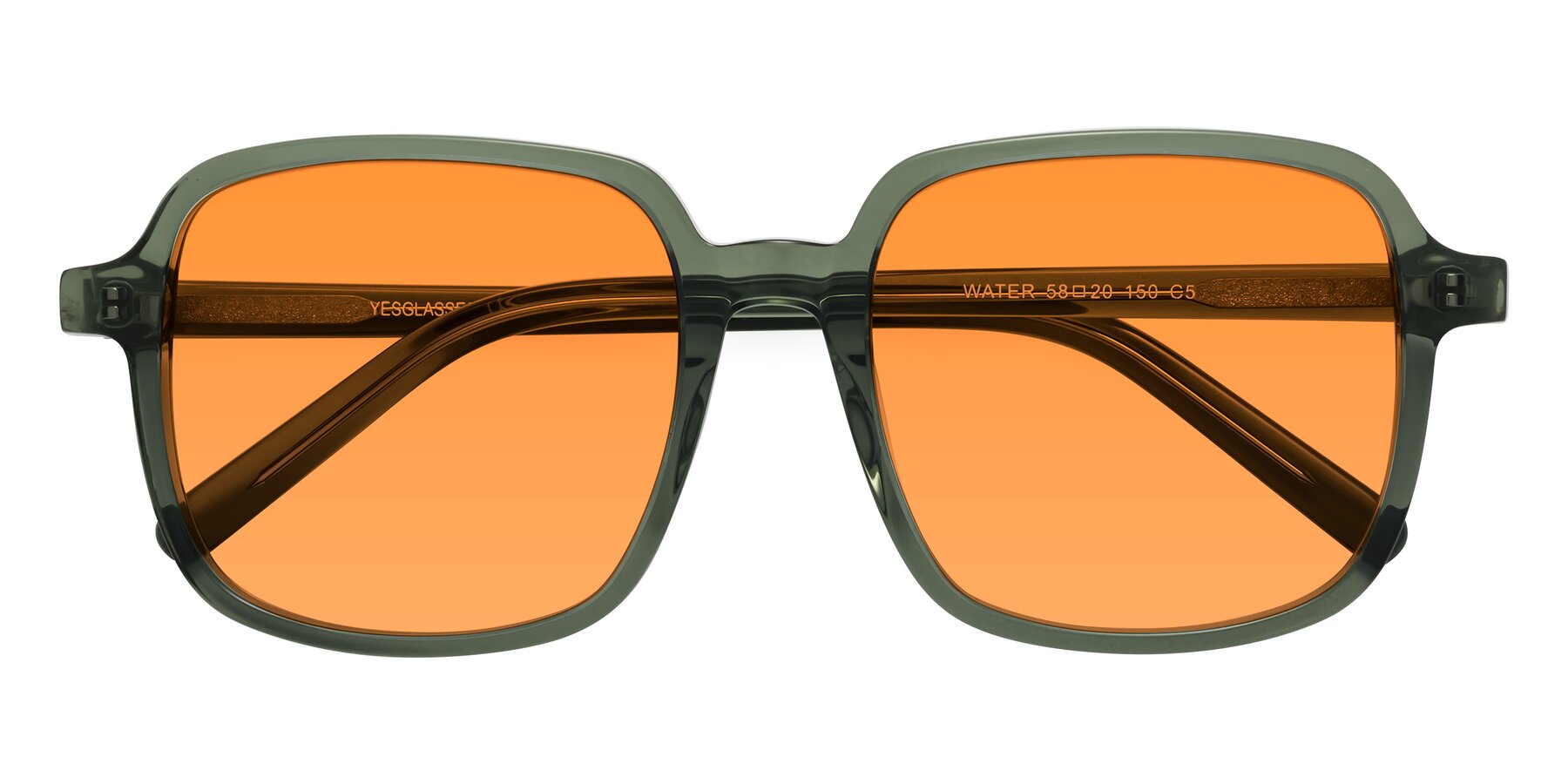 Folded Front of Water in Transparent Green with Orange Tinted Lenses