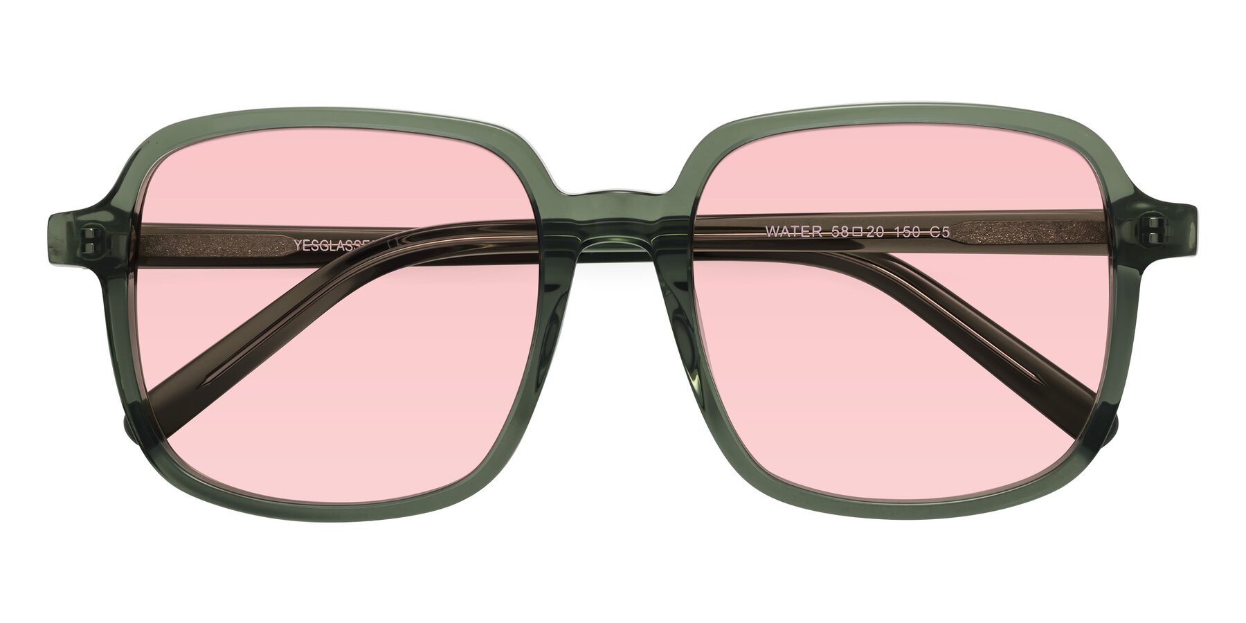 Folded Front of Water in Transparent Green with Light Garnet Tinted Lenses