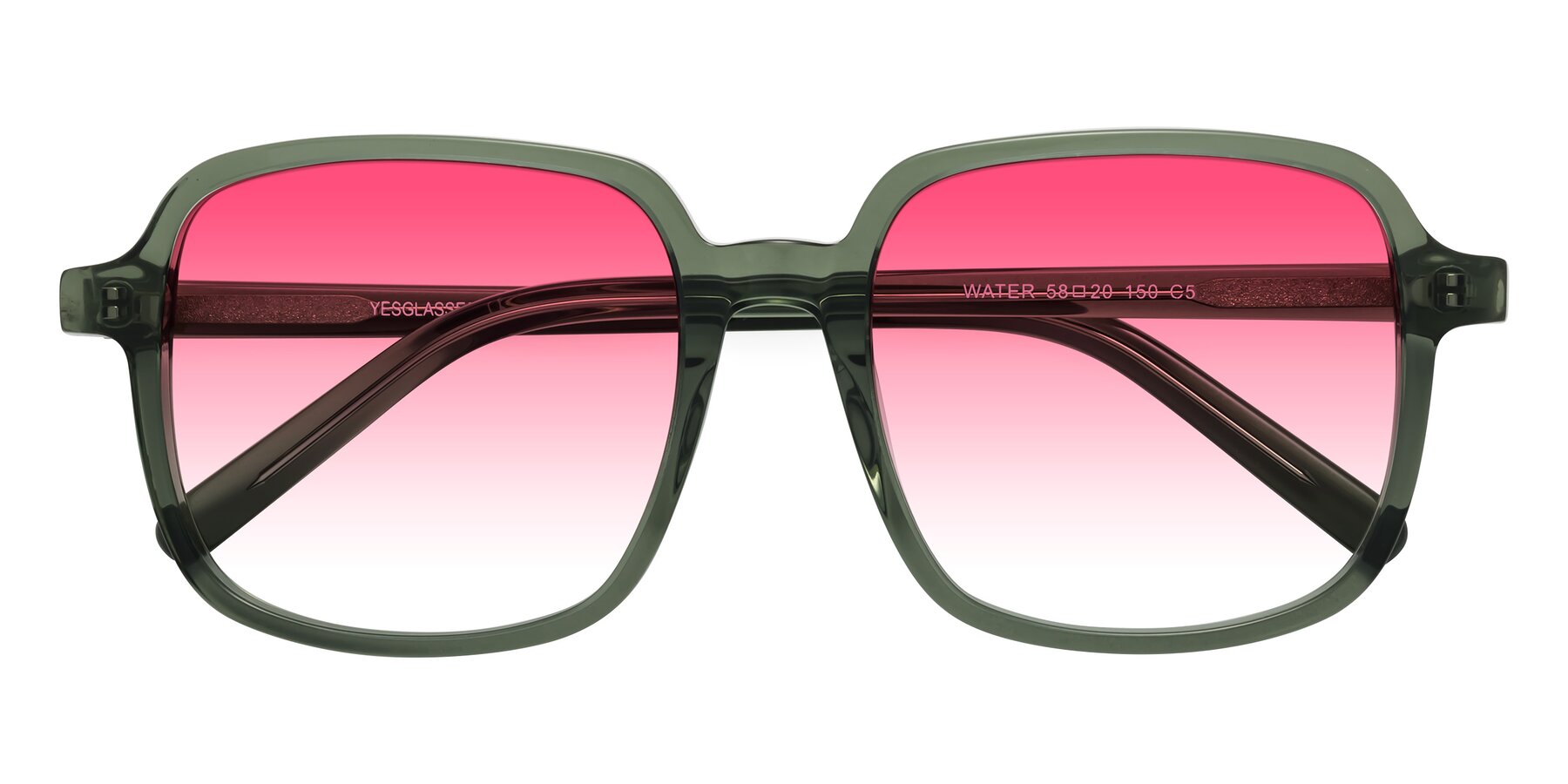 Folded Front of Water in Transparent Green with Pink Gradient Lenses