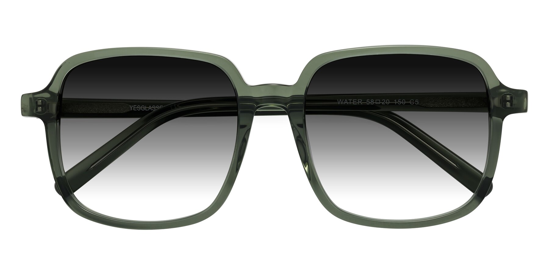 Folded Front of Water in Transparent Green with Gray Gradient Lenses