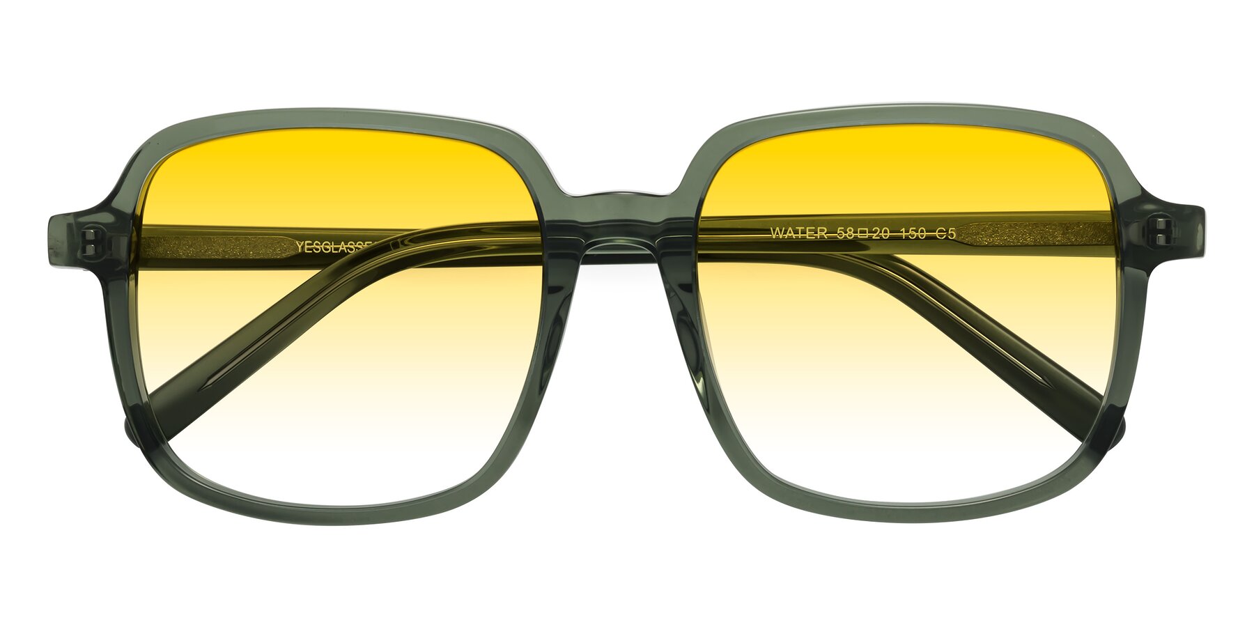 Folded Front of Water in Transparent Green with Yellow Gradient Lenses