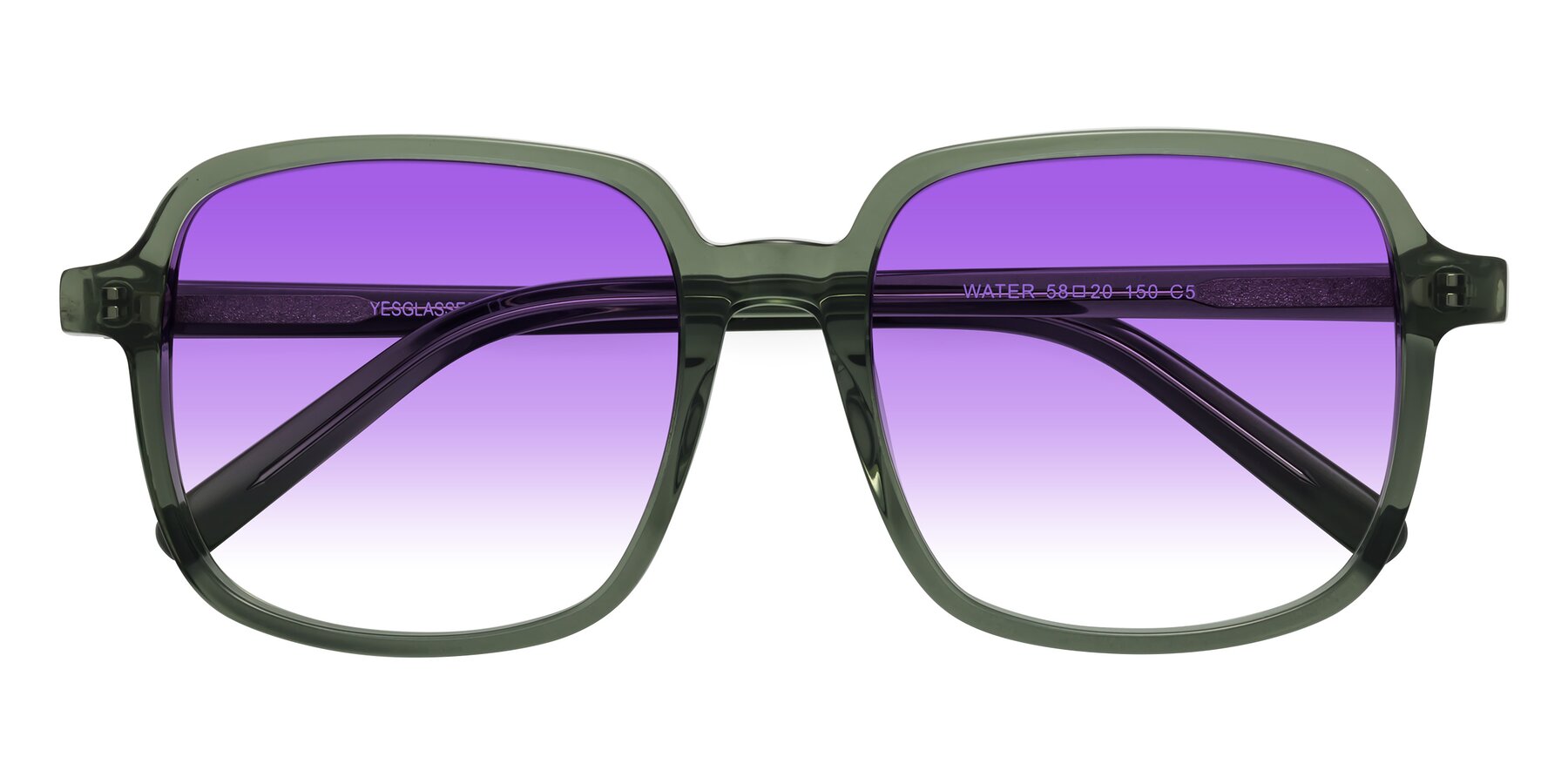 Folded Front of Water in Transparent Green with Purple Gradient Lenses