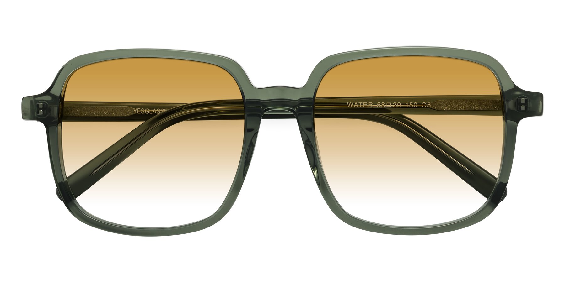 Folded Front of Water in Transparent Green with Champagne Gradient Lenses