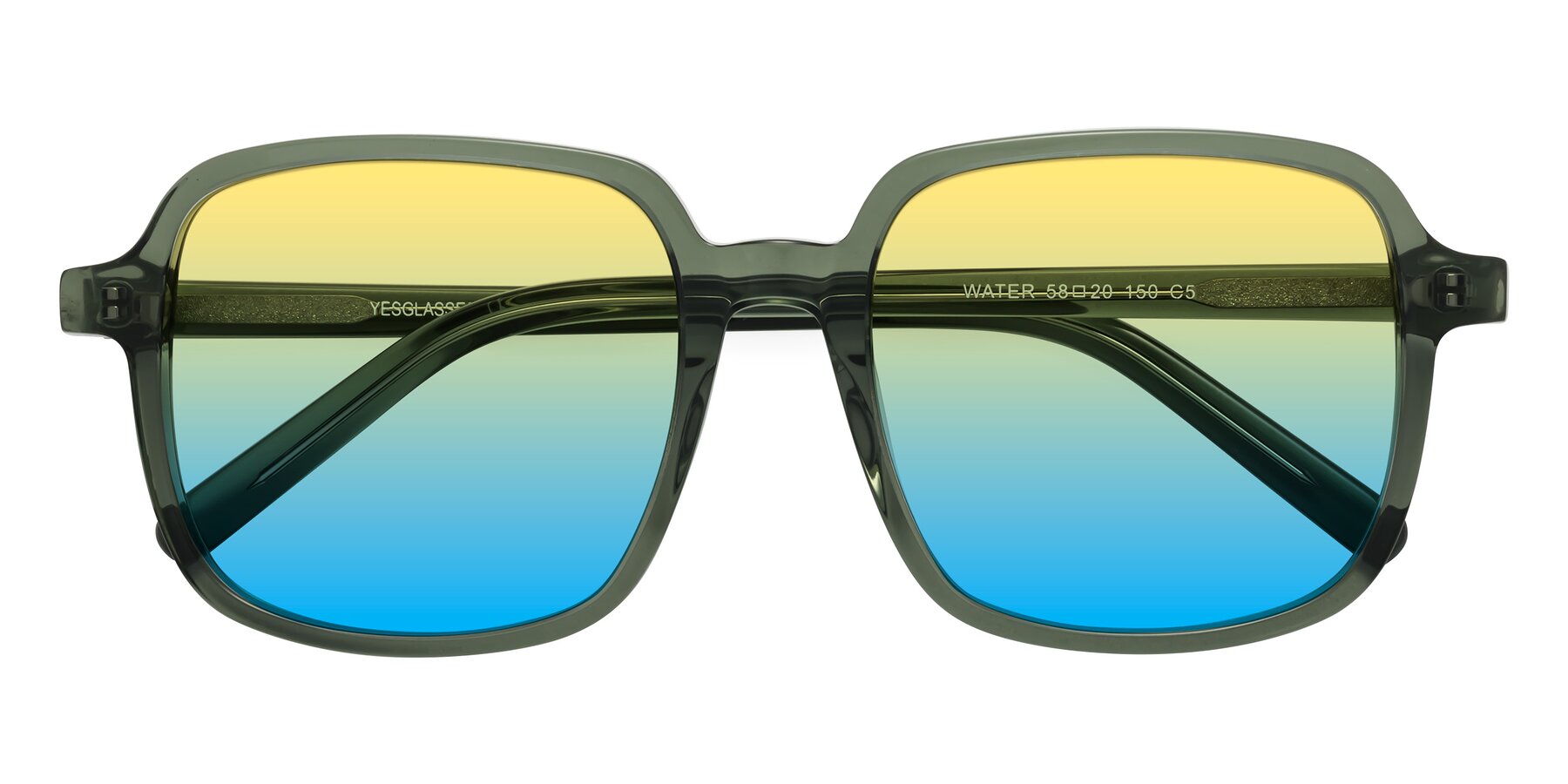 Folded Front of Water in Transparent Green with Yellow / Blue Gradient Lenses