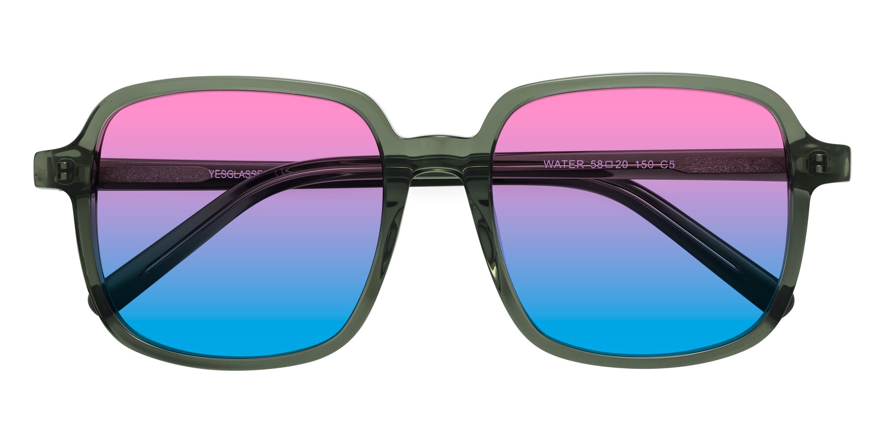 Folded Front of Water in Transparent Green with Pink / Blue Gradient Lenses