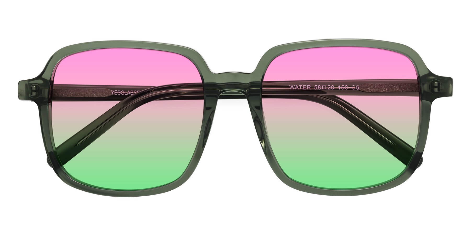 Folded Front of Water in Transparent Green with Pink / Green Gradient Lenses