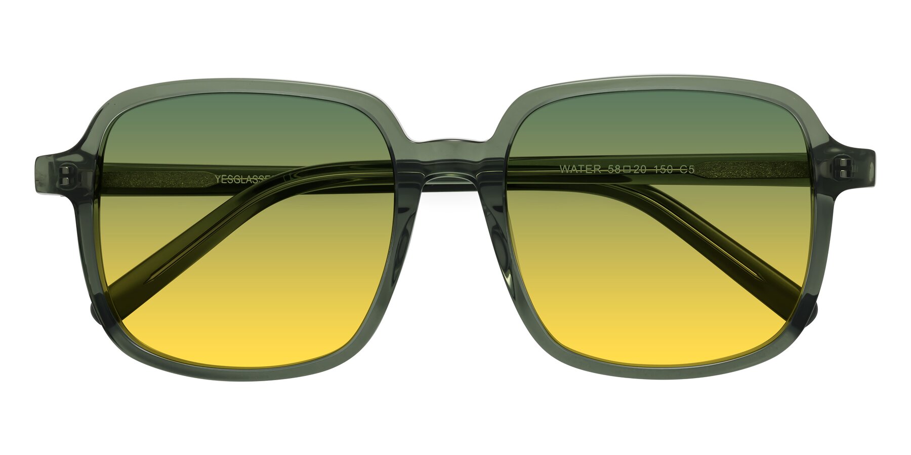 Folded Front of Water in Transparent Green with Green / Yellow Gradient Lenses