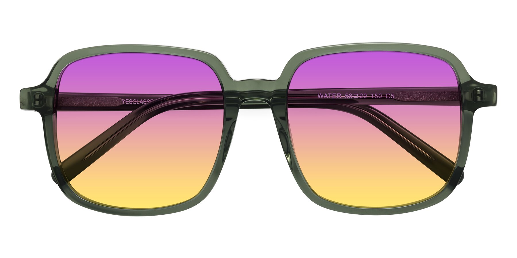 Folded Front of Water in Transparent Green with Purple / Yellow Gradient Lenses