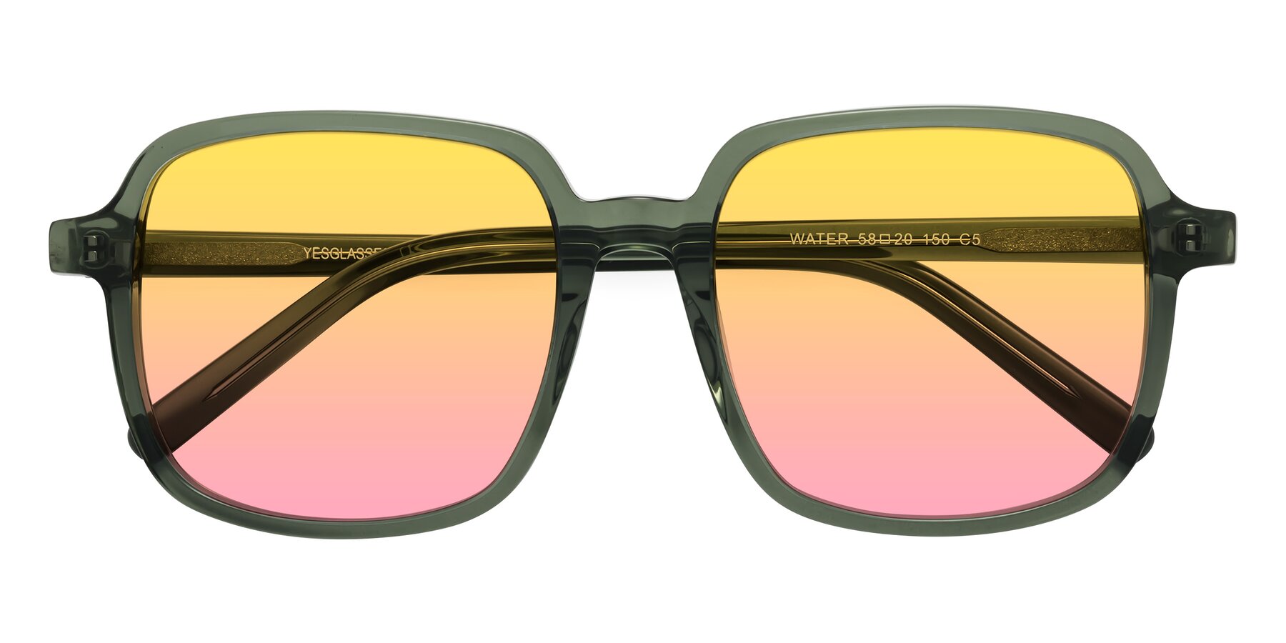 Folded Front of Water in Transparent Green with Yellow / Pink Gradient Lenses