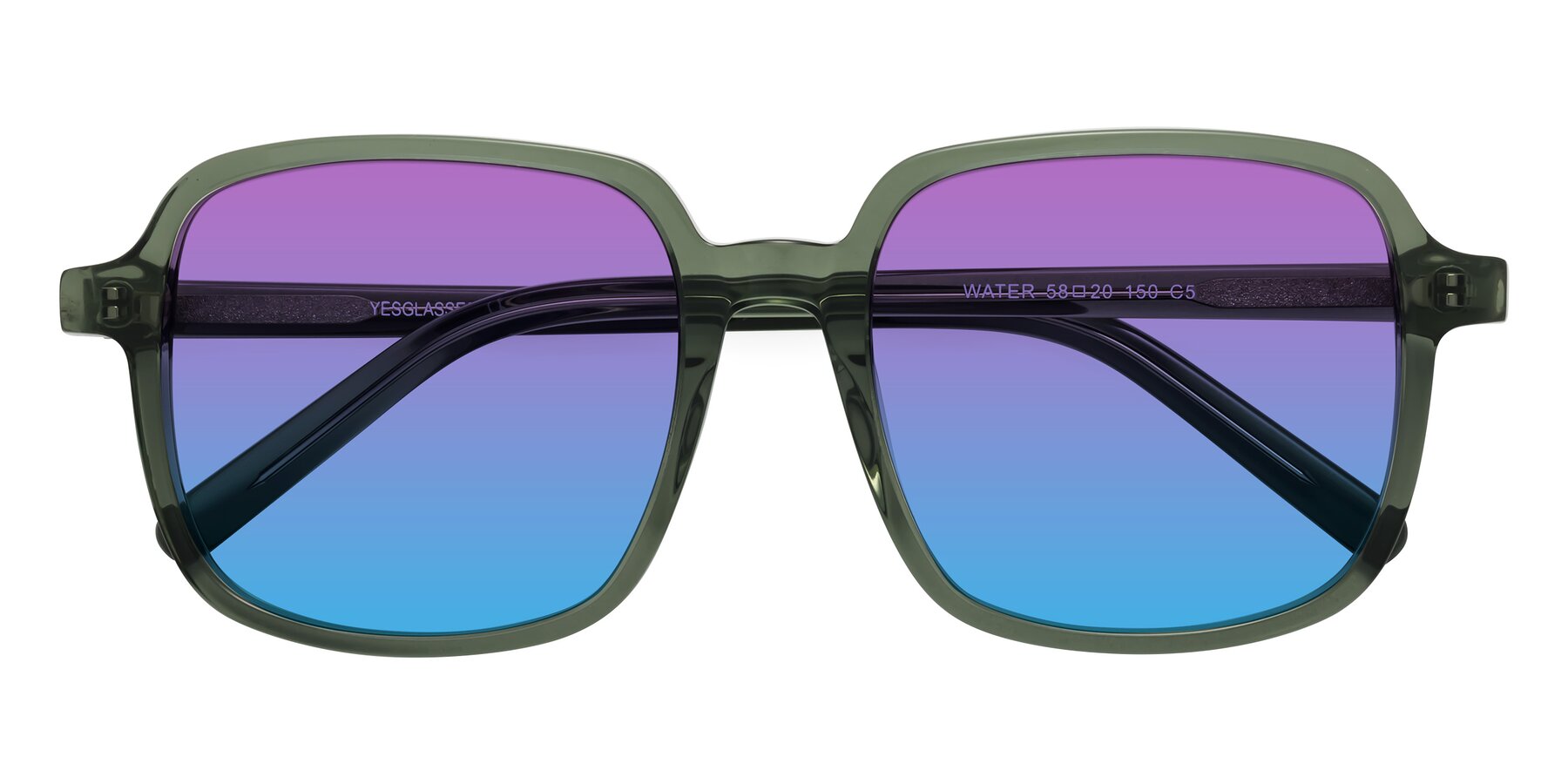 Folded Front of Water in Transparent Green with Purple / Blue Gradient Lenses