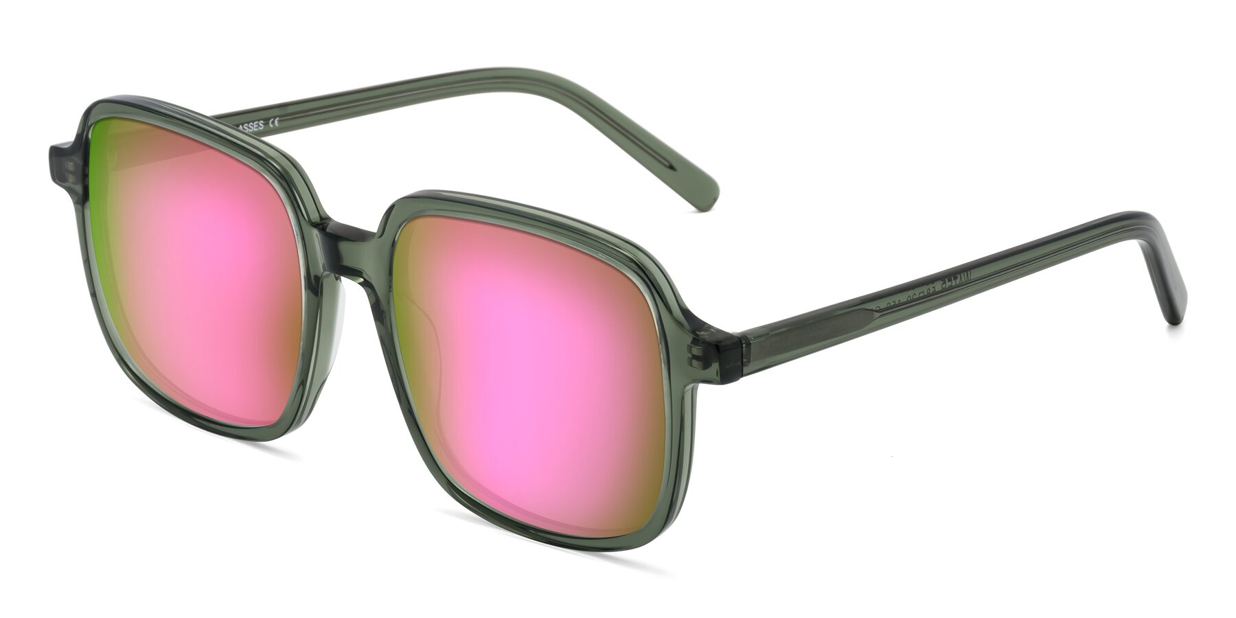 Angle of Water in Transparent Green with Pink Mirrored Lenses