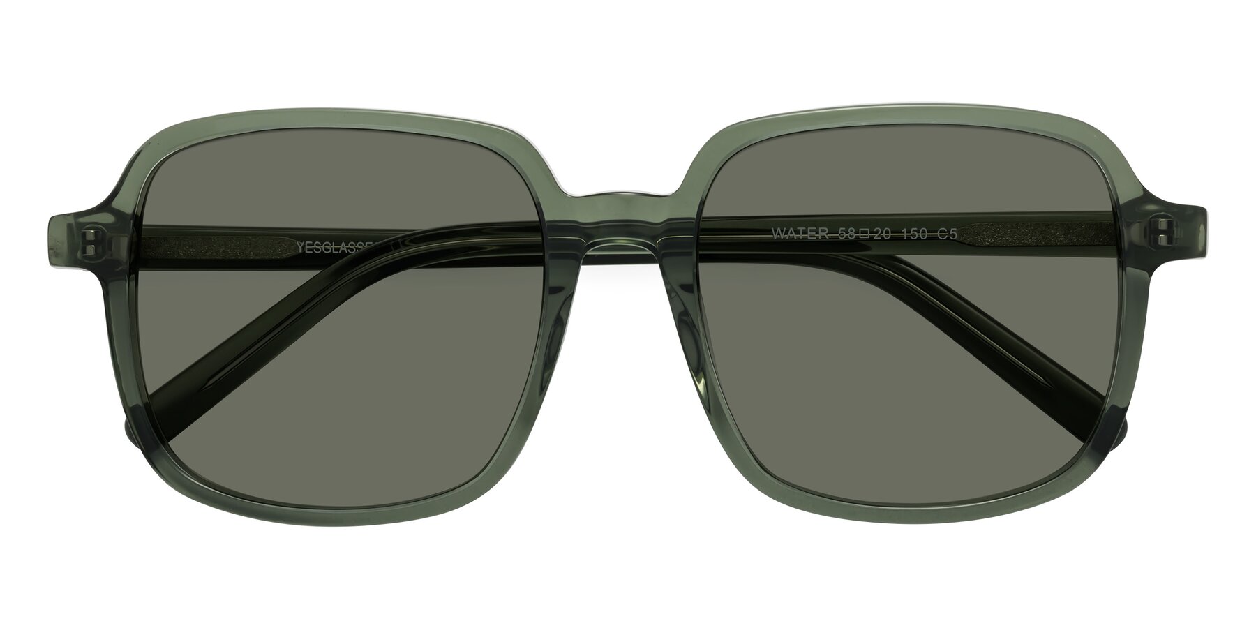 Folded Front of Water in Transparent Green with Gray Polarized Lenses