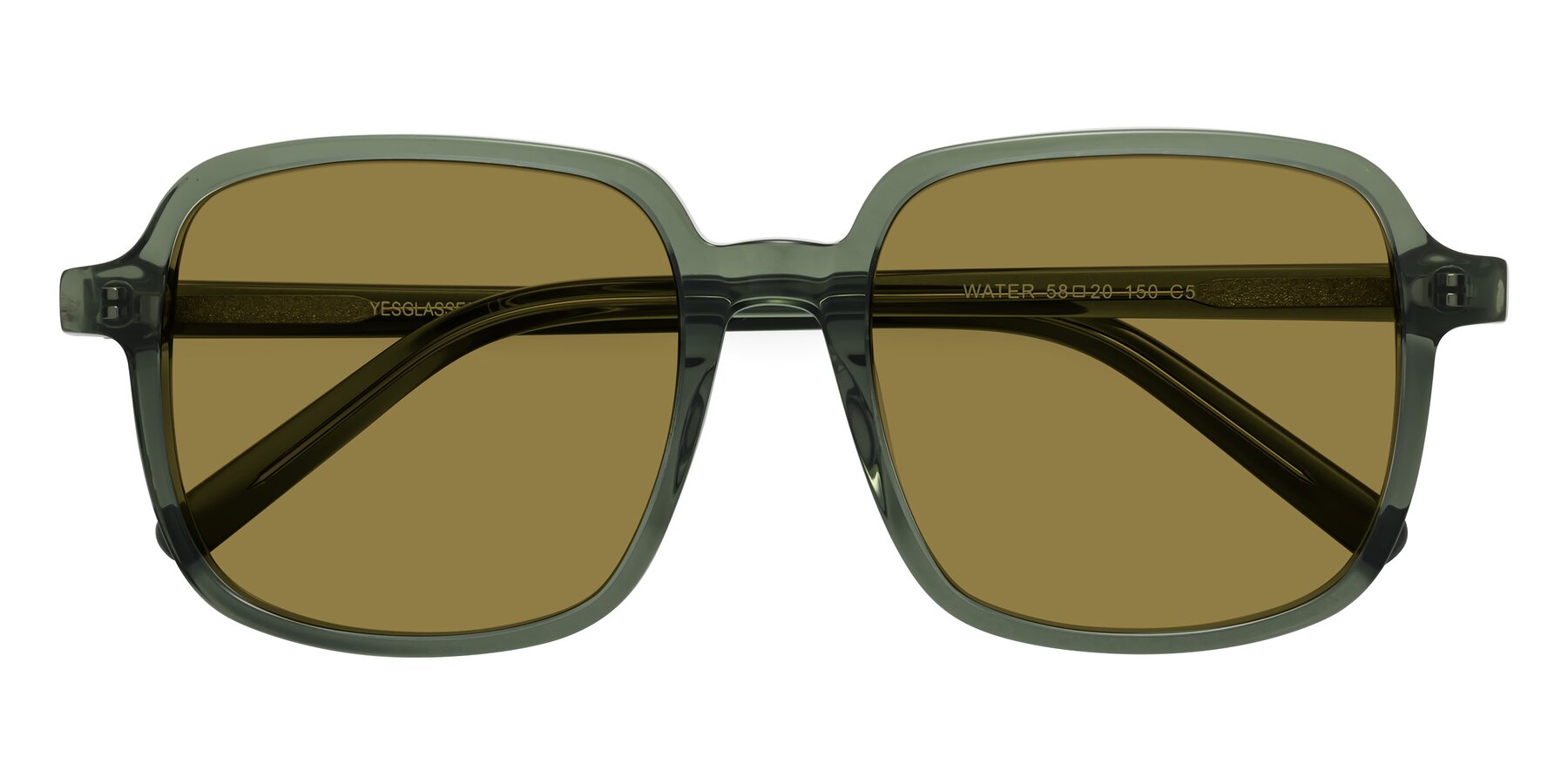 Folded Front of Water in Transparent Green with Brown Polarized Lenses