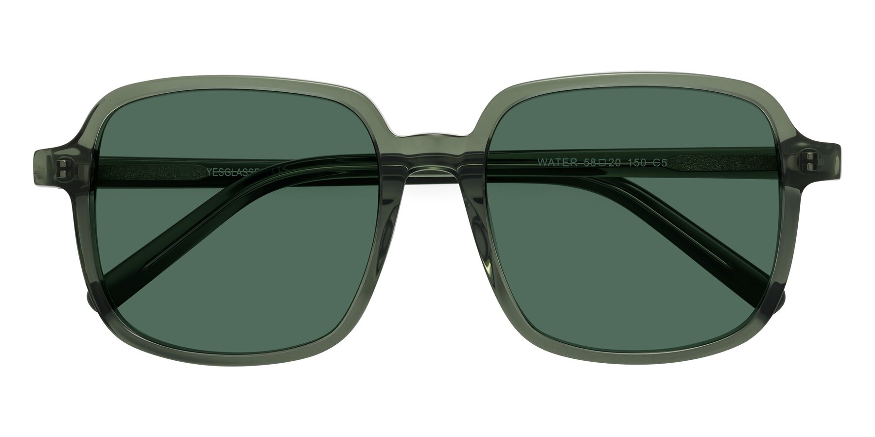 Folded Front of Water in Transparent Green with Green Polarized Lenses