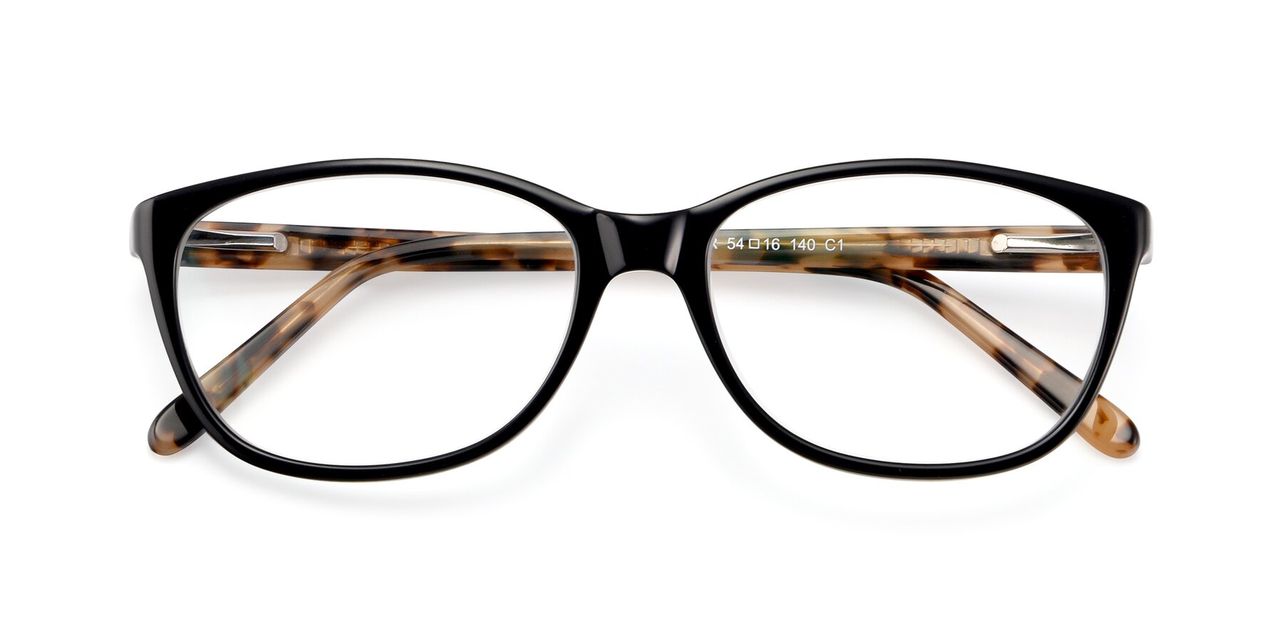 Folded Front of Xavier in Black with Clear Eyeglass Lenses