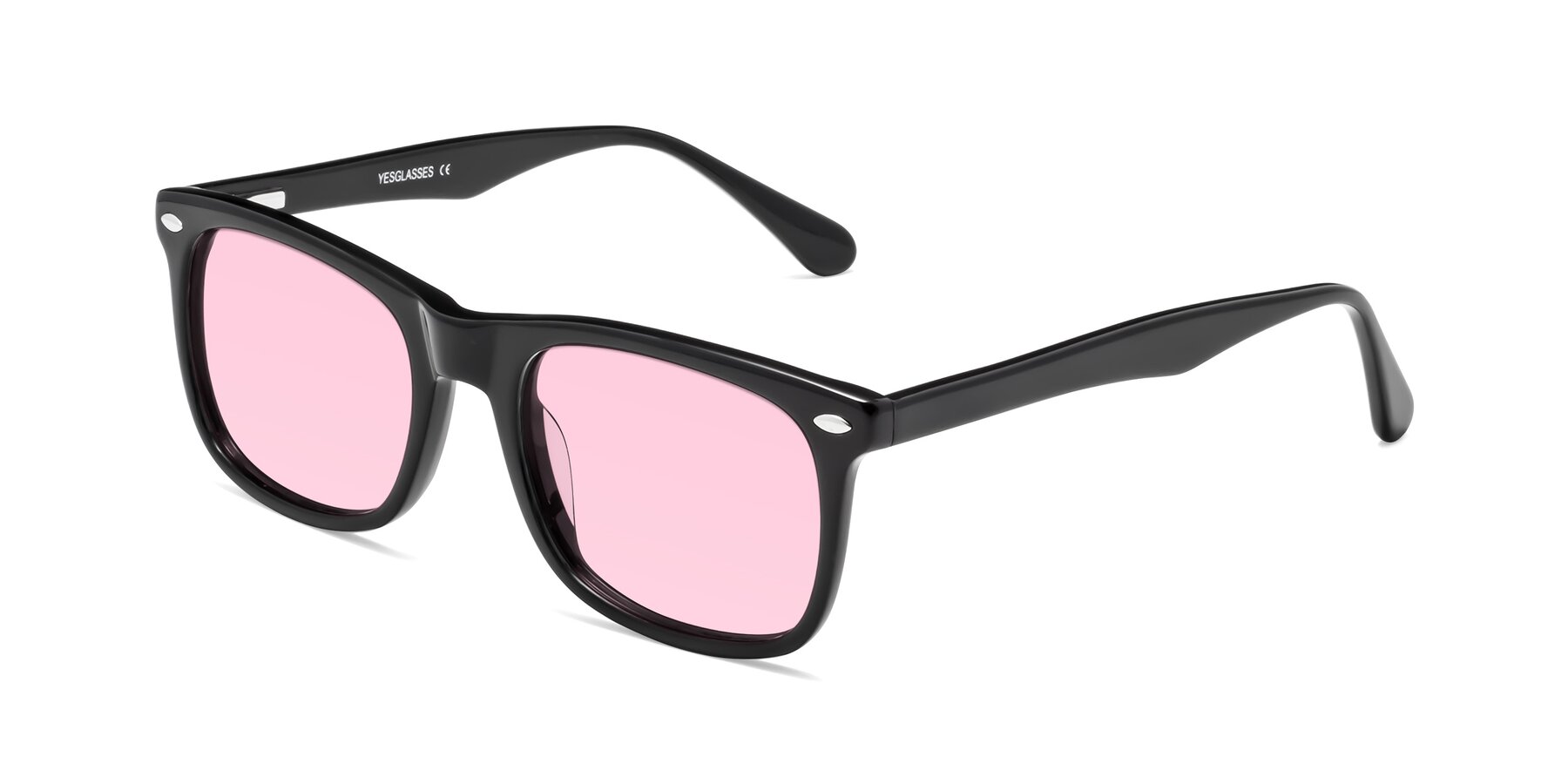 Angle of 007 in Black with Light Pink Tinted Lenses