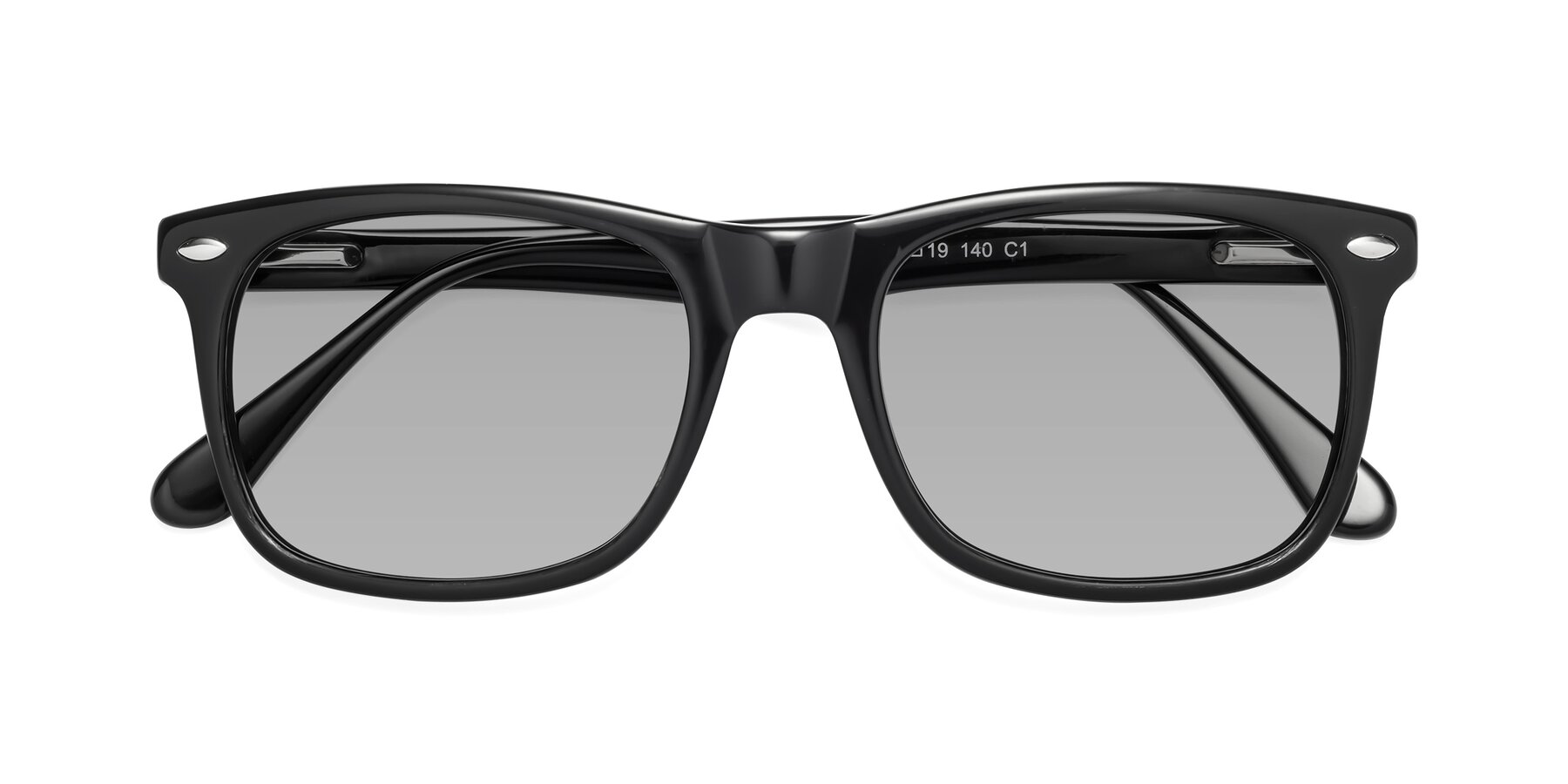 Folded Front of 007 in Black with Light Gray Tinted Lenses