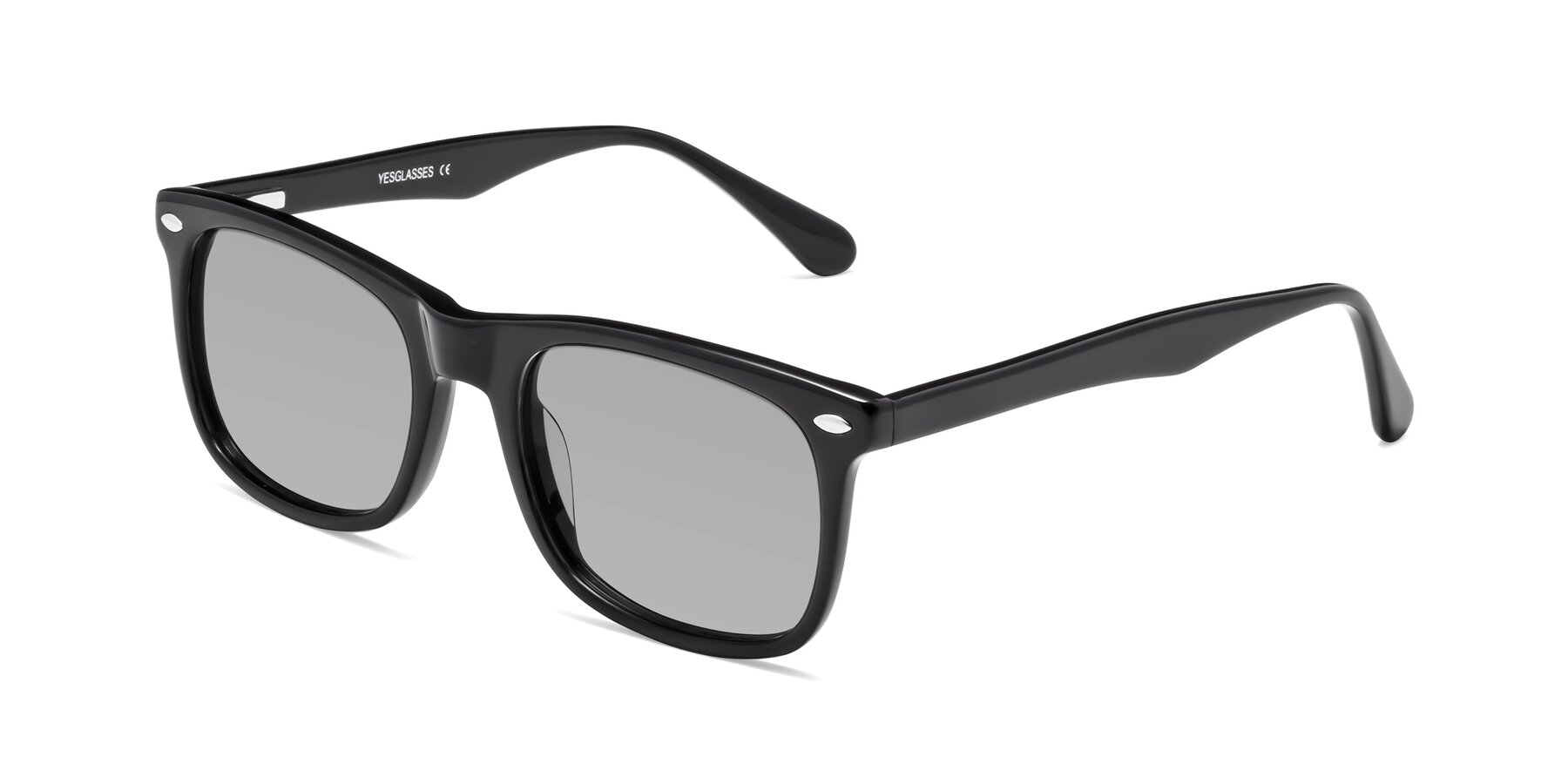 Angle of 007 in Black with Light Gray Tinted Lenses