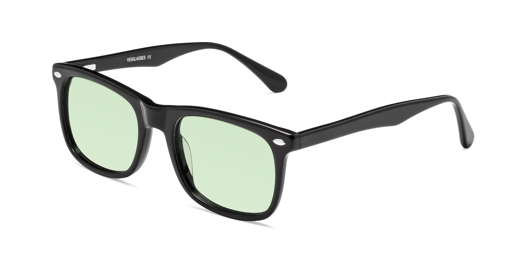 Angle of 007 in Black with Light Green Tinted Lenses