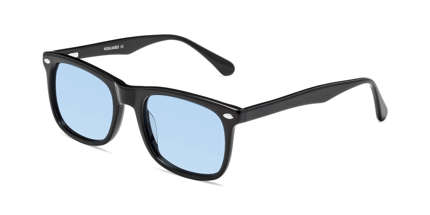 Angle of 007 in Black with Light Blue Tinted Lenses