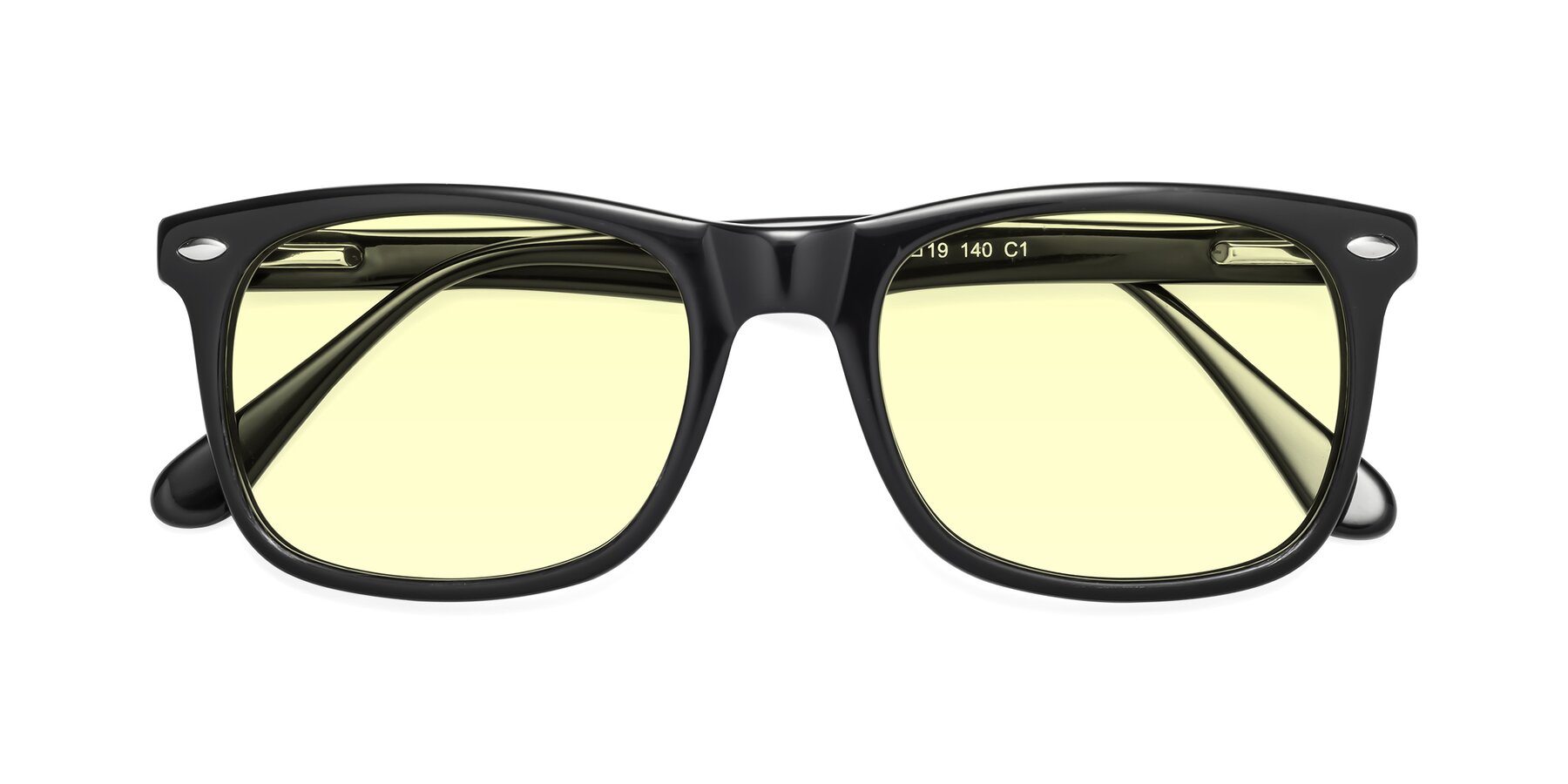 Folded Front of 007 in Black with Light Yellow Tinted Lenses