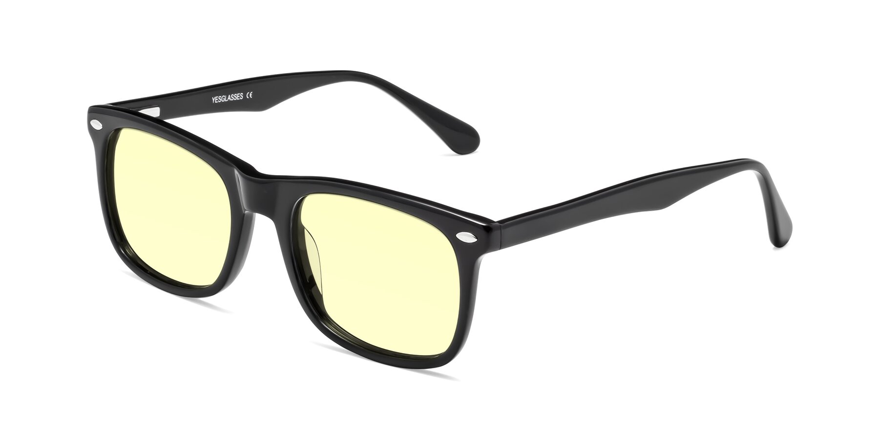 Angle of 007 in Black with Light Yellow Tinted Lenses