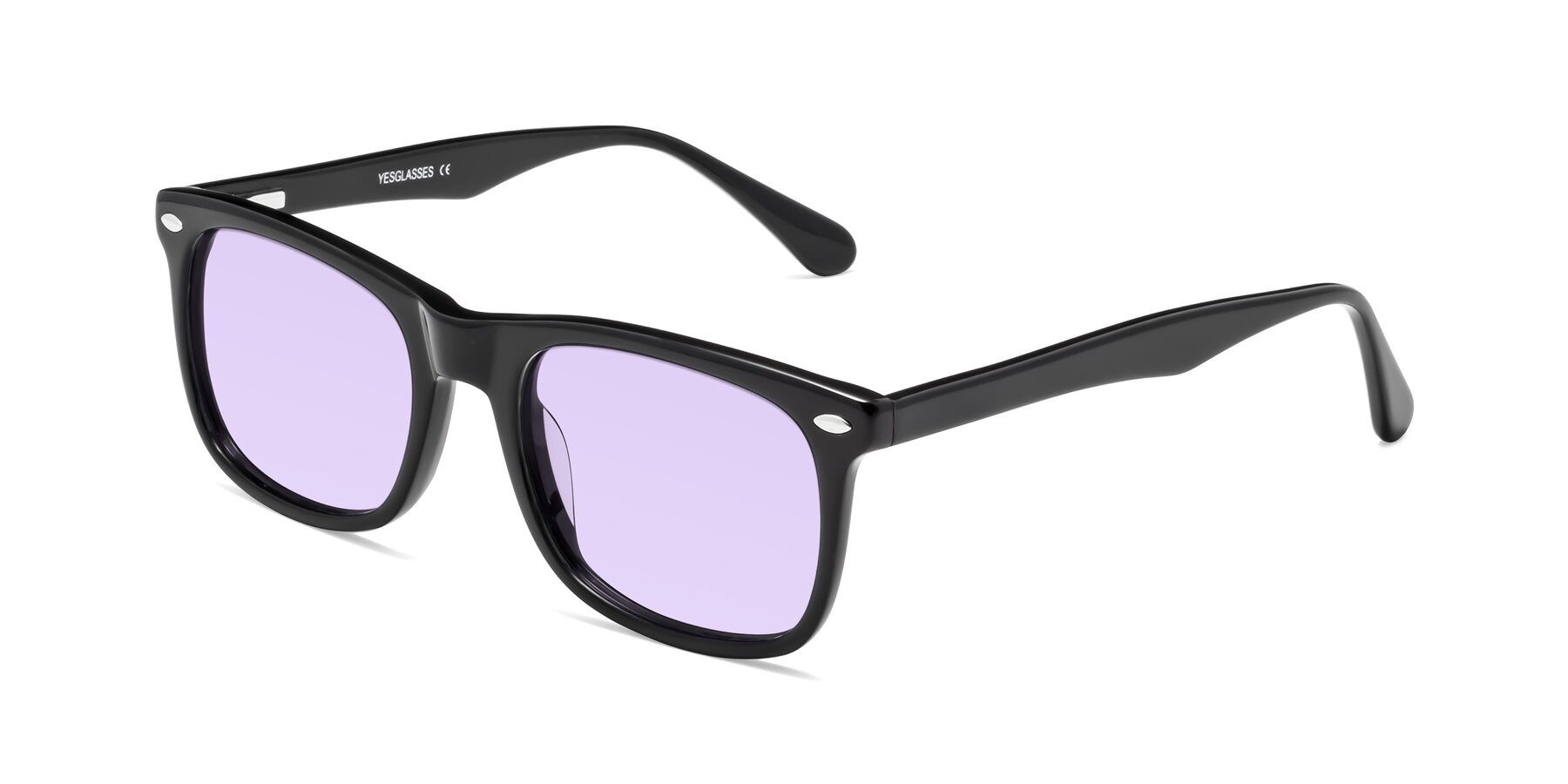 Angle of 007 in Black with Light Purple Tinted Lenses