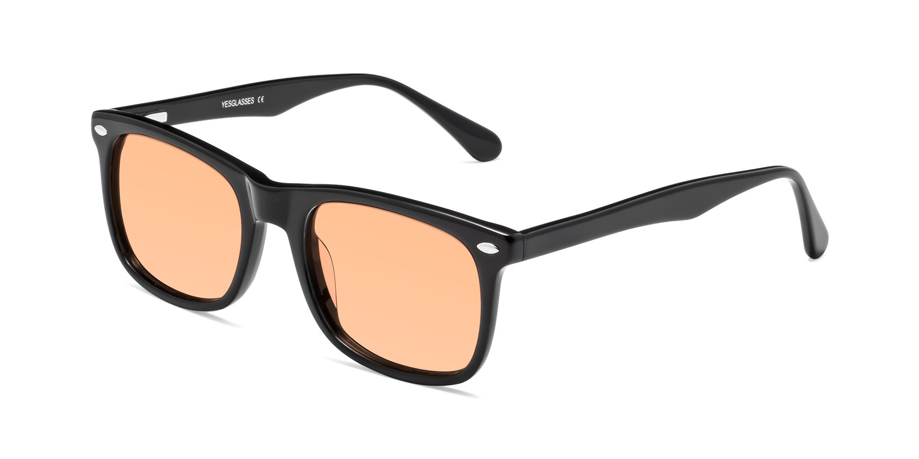 Angle of 007 in Black with Light Orange Tinted Lenses