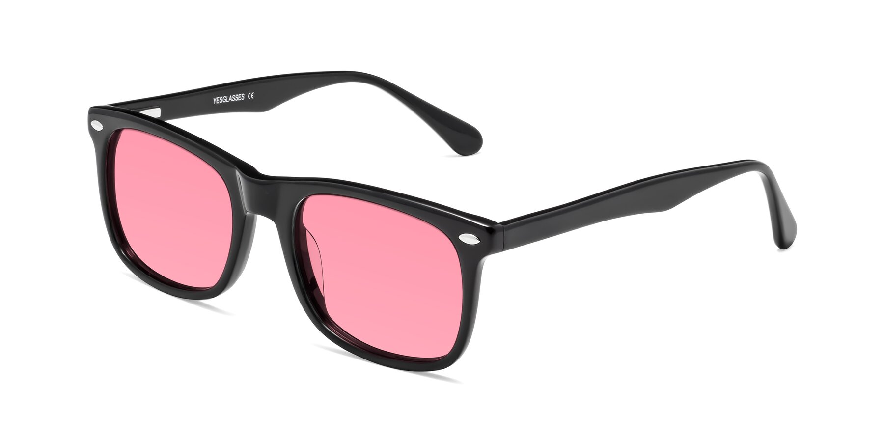 Angle of 007 in Black with Pink Tinted Lenses