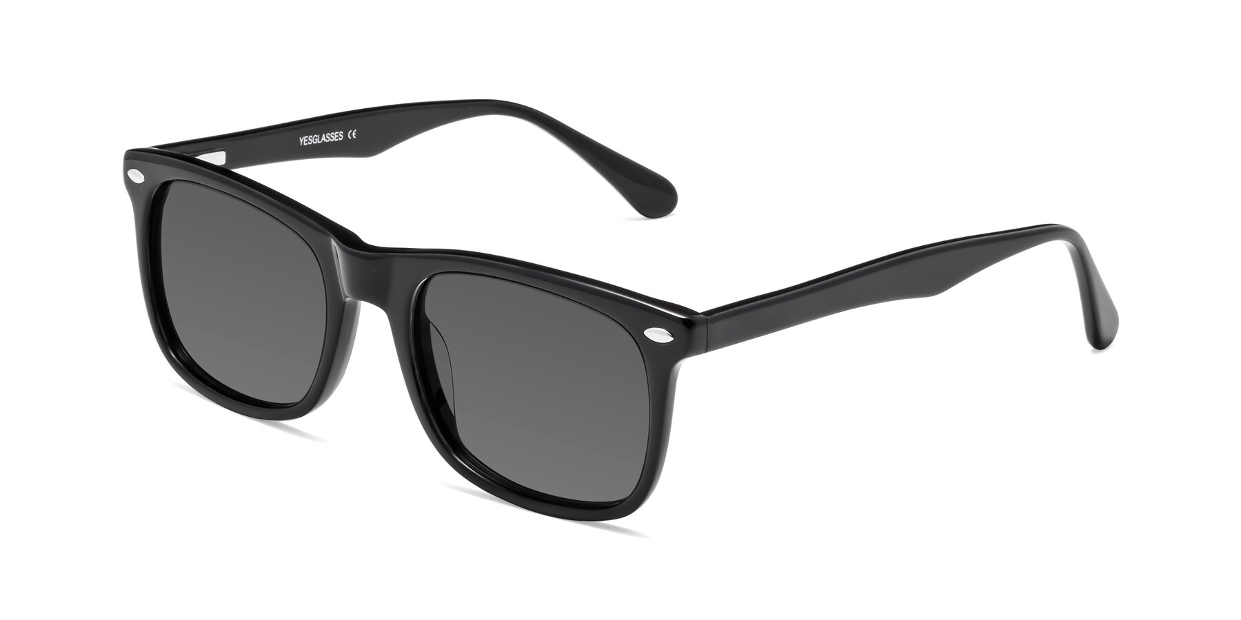 Angle of 007 in Black with Medium Gray Tinted Lenses