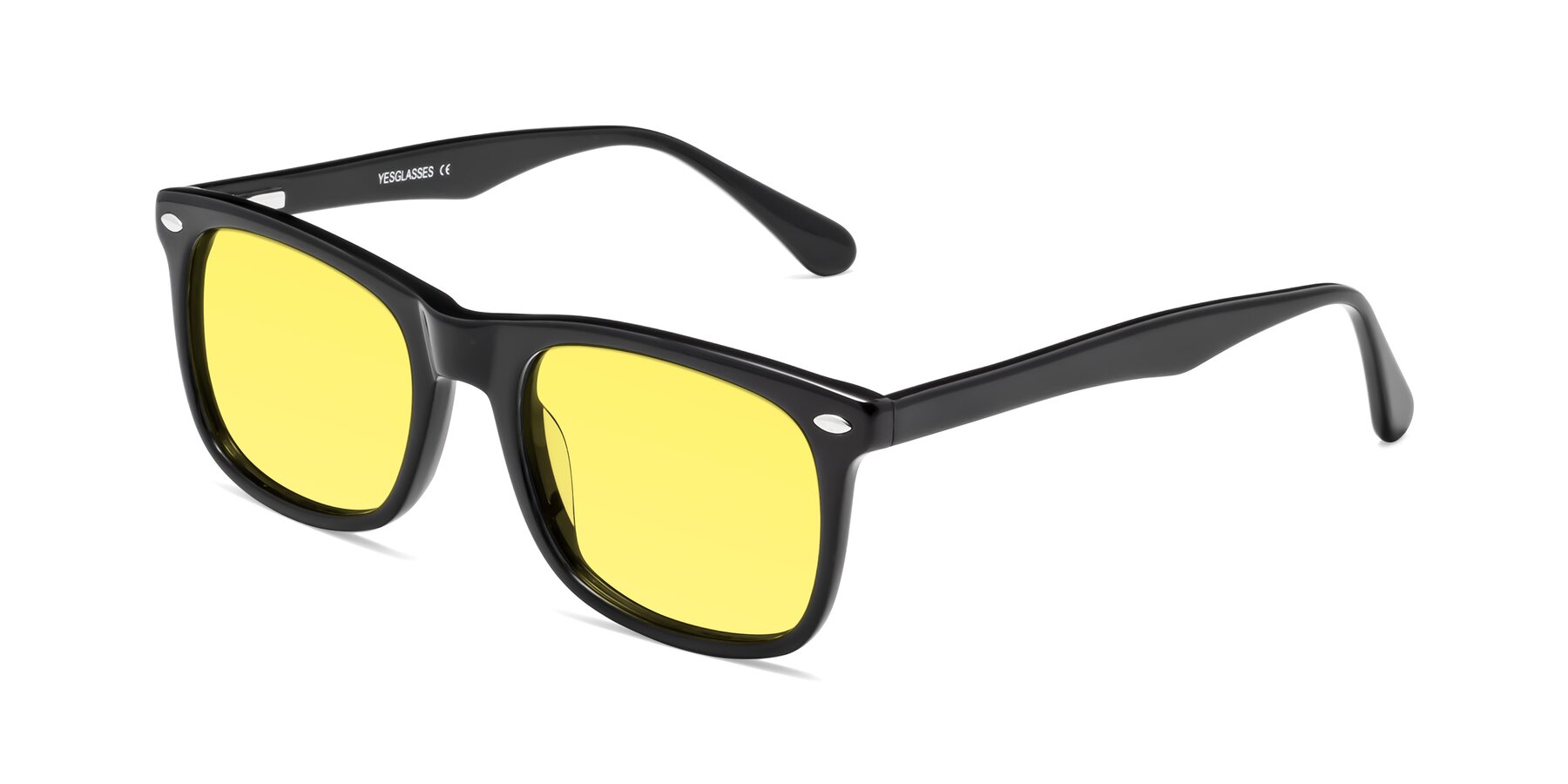 Angle of 007 in Black with Medium Yellow Tinted Lenses