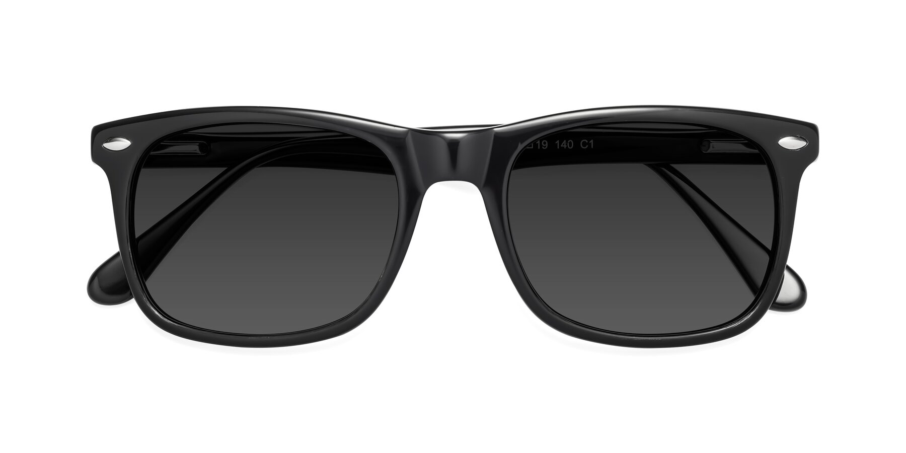 Folded Front of 007 in Black with Gray Tinted Lenses