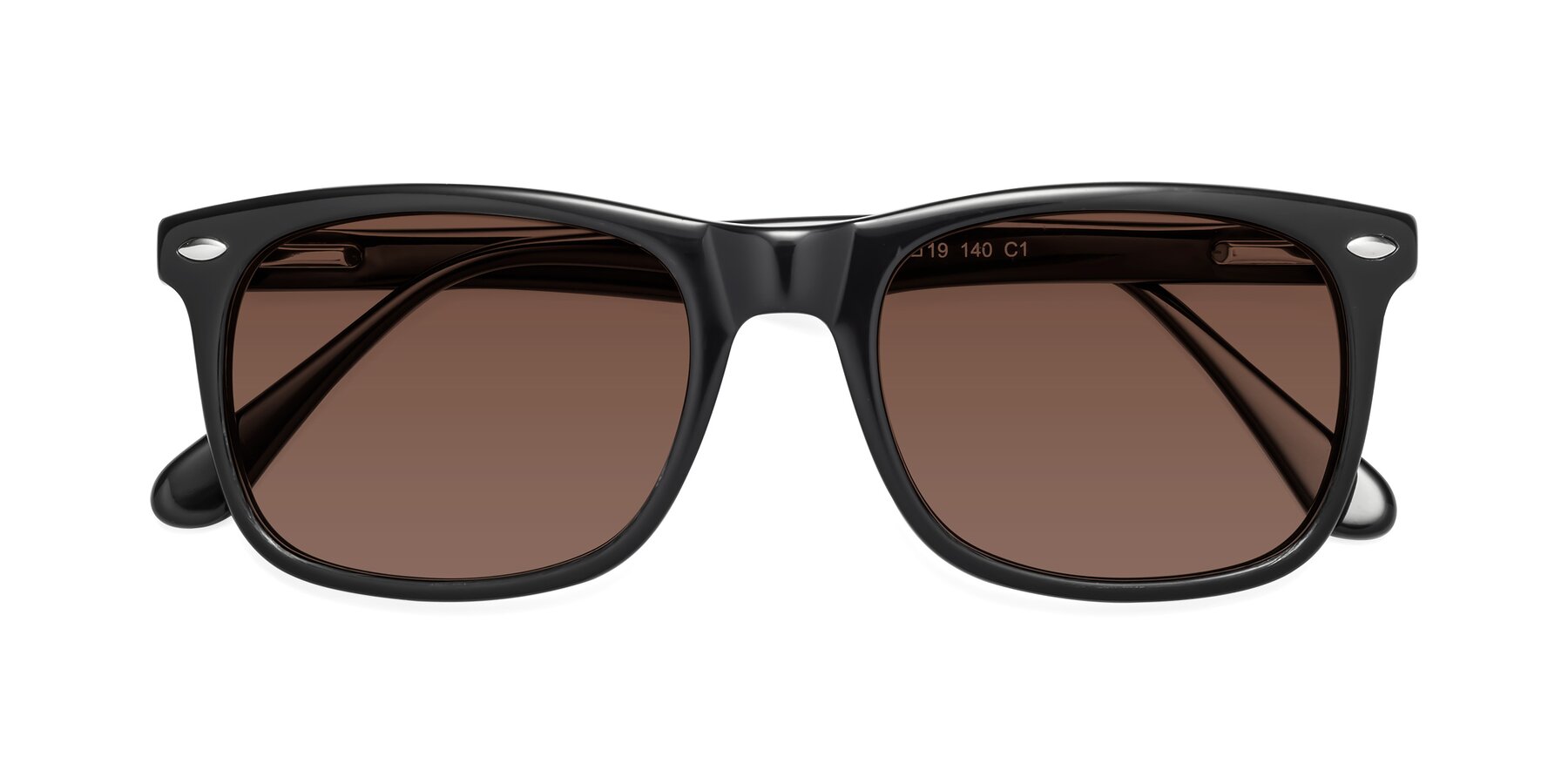 Folded Front of 007 in Black with Brown Tinted Lenses