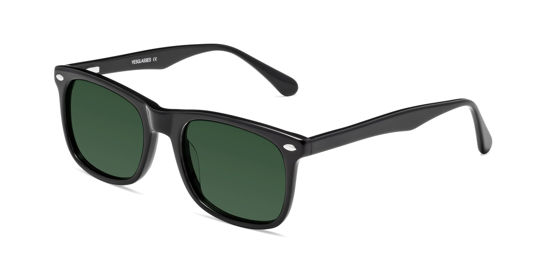 Angle of 007 in Black with Green Tinted Lenses