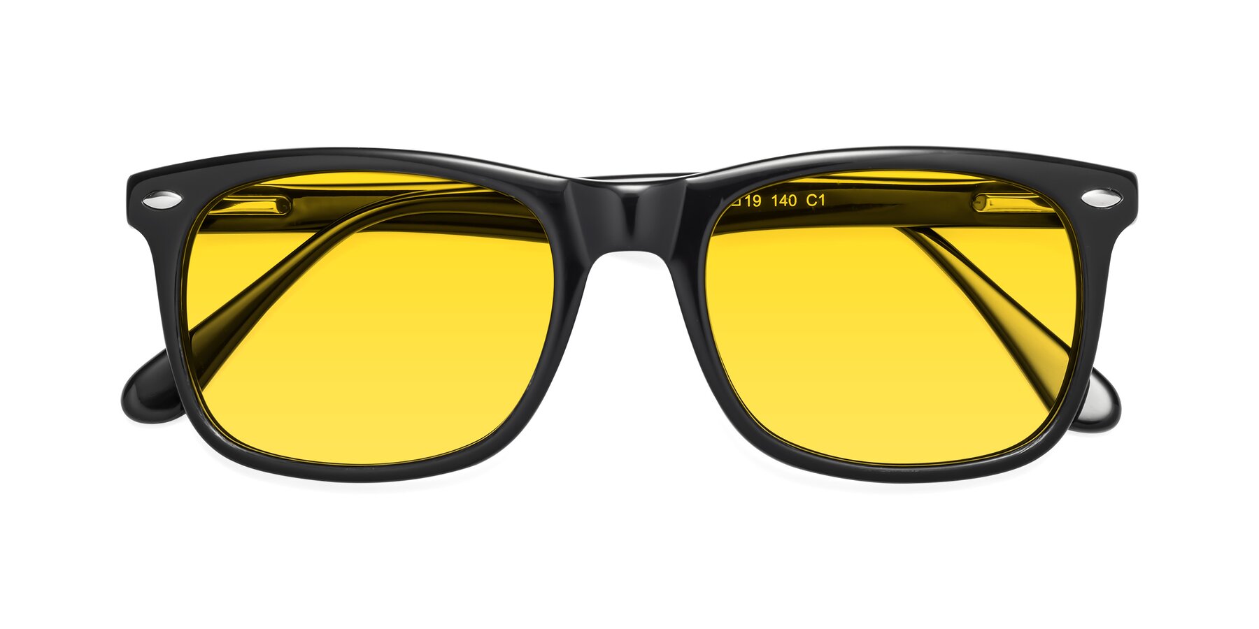 Folded Front of 007 in Black with Yellow Tinted Lenses