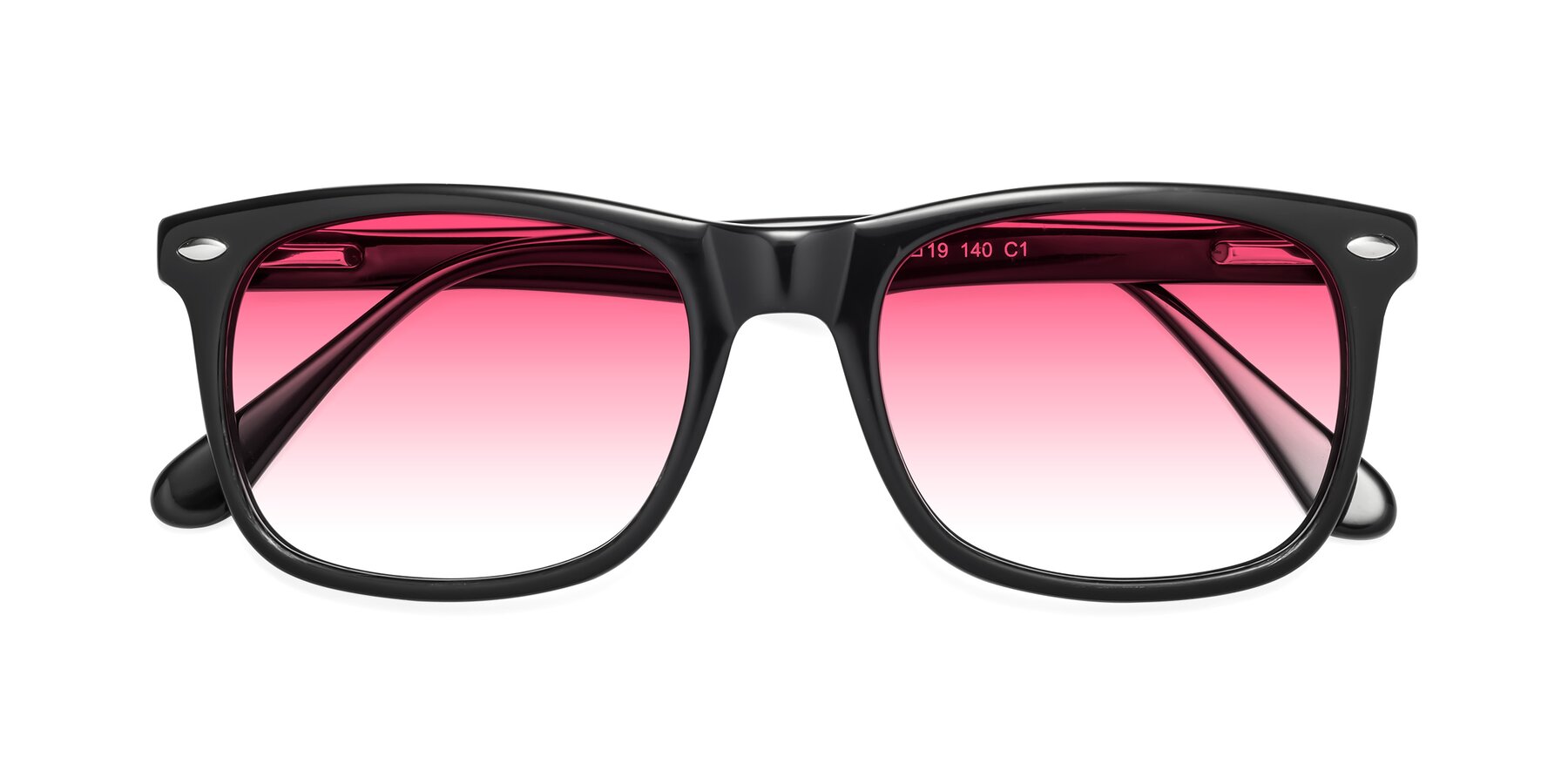 Folded Front of 007 in Black with Pink Gradient Lenses