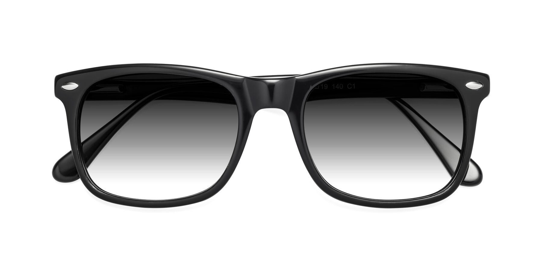 Folded Front of 007 in Black with Gray Gradient Lenses