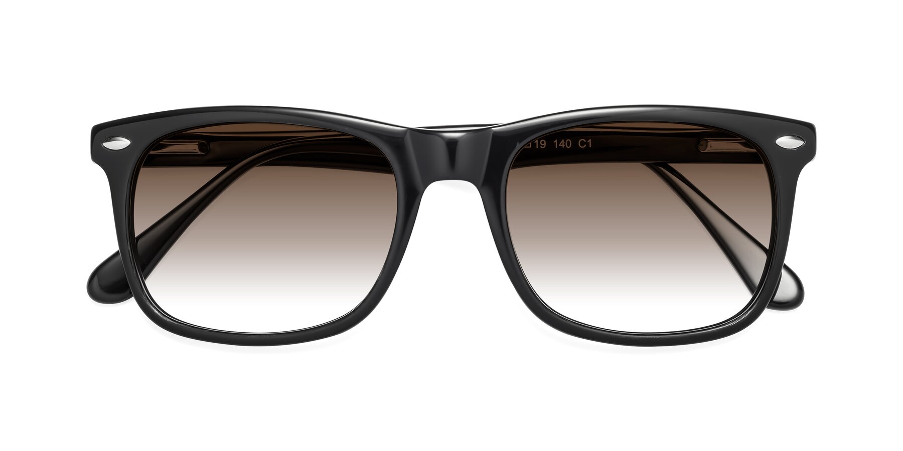 Folded Front of 007 in Black with Brown Gradient Lenses