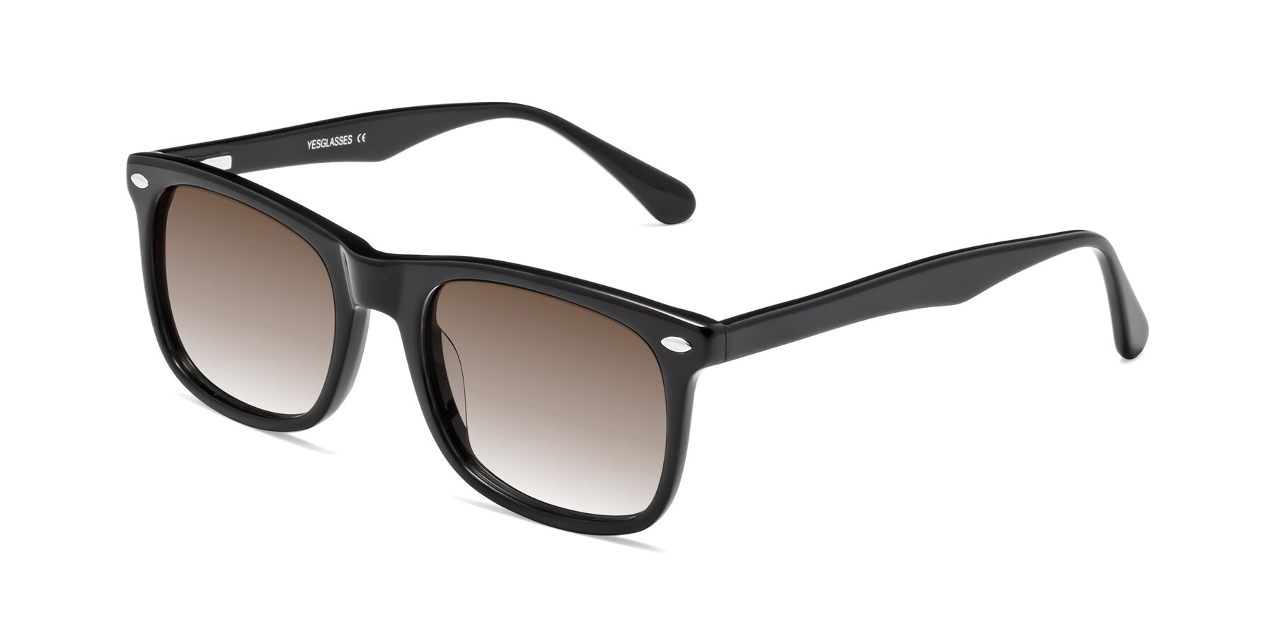 Angle of 007 in Black with Brown Gradient Lenses
