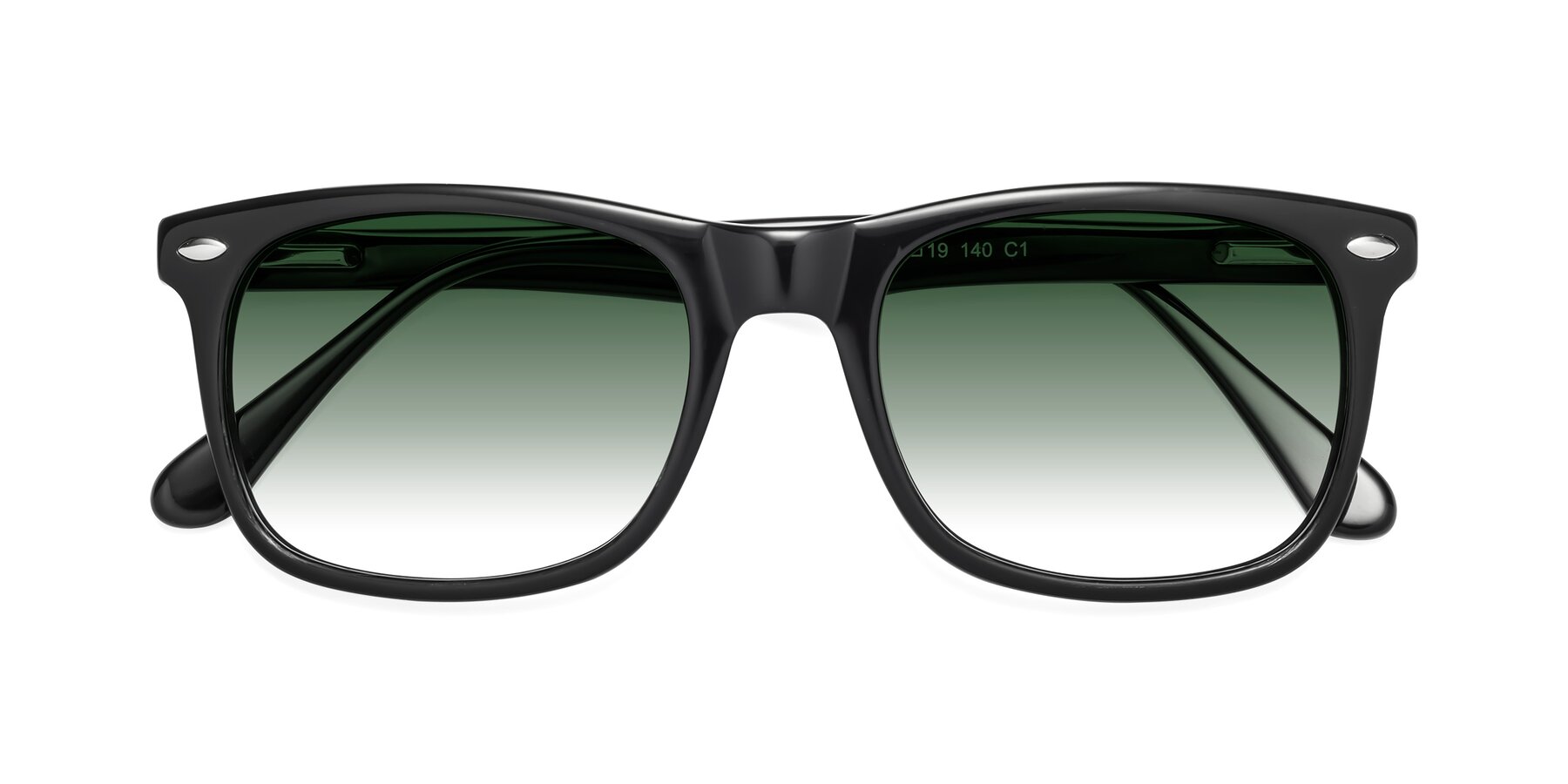 Folded Front of 007 in Black with Green Gradient Lenses