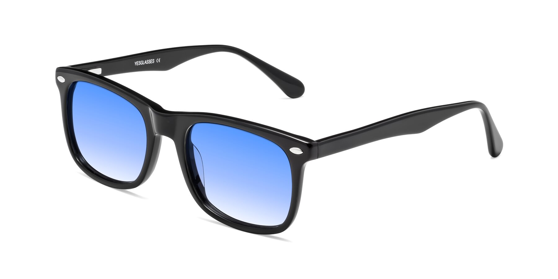 Angle of 007 in Black with Blue Gradient Lenses