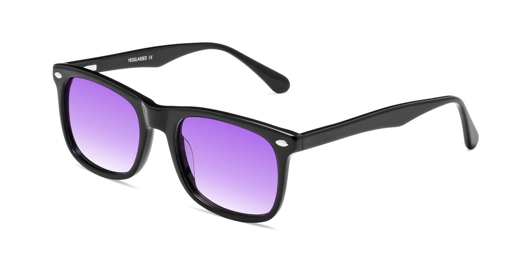 Angle of 007 in Black with Purple Gradient Lenses