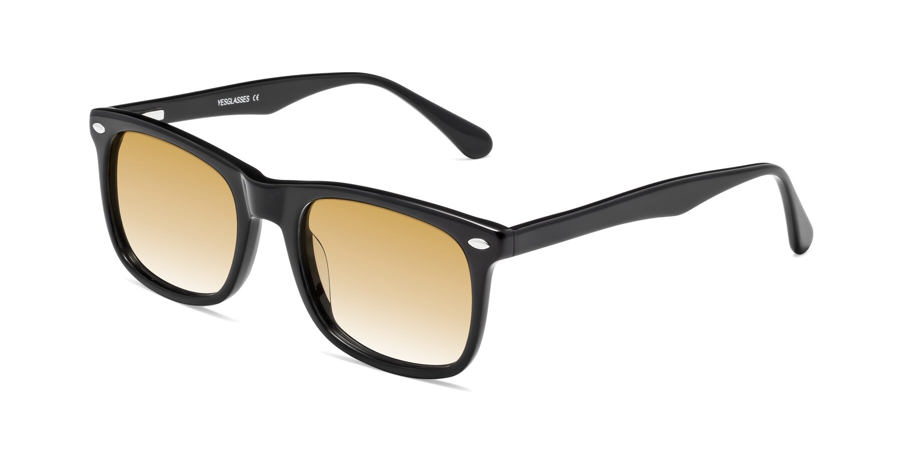 Angle of 007 in Black with Champagne Gradient Lenses