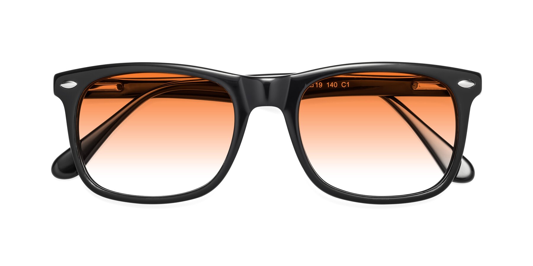Folded Front of 007 in Black with Orange Gradient Lenses