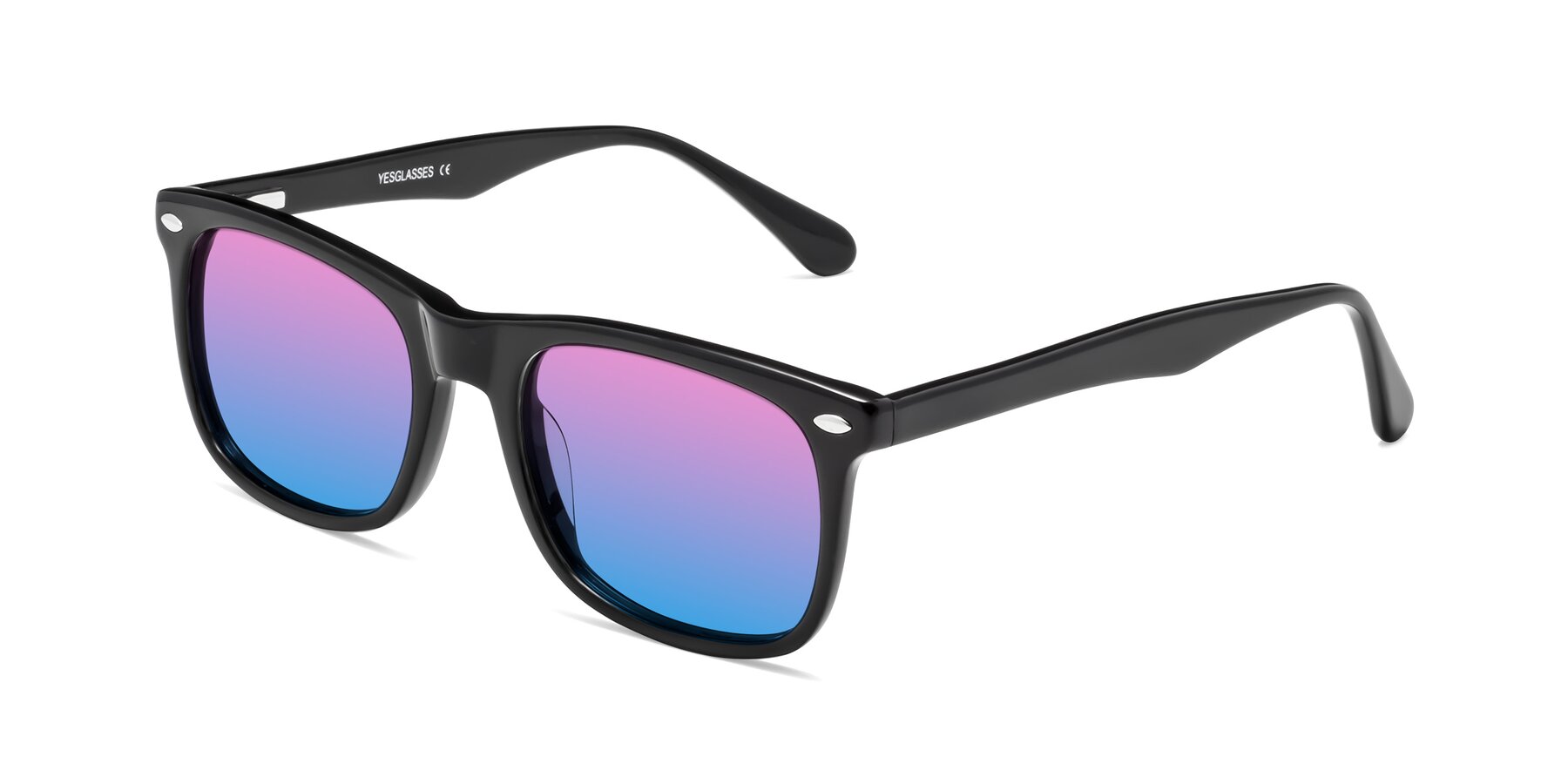 Angle of 007 in Black with Pink / Blue Gradient Lenses