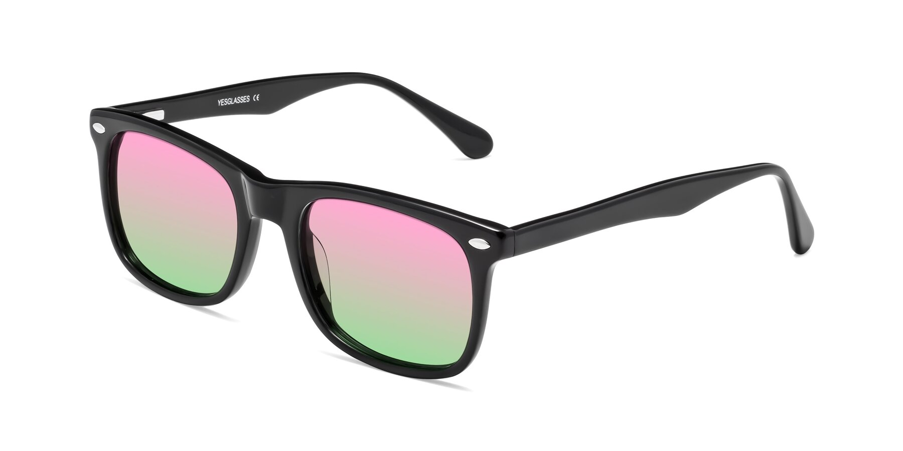 Angle of 007 in Black with Pink / Green Gradient Lenses