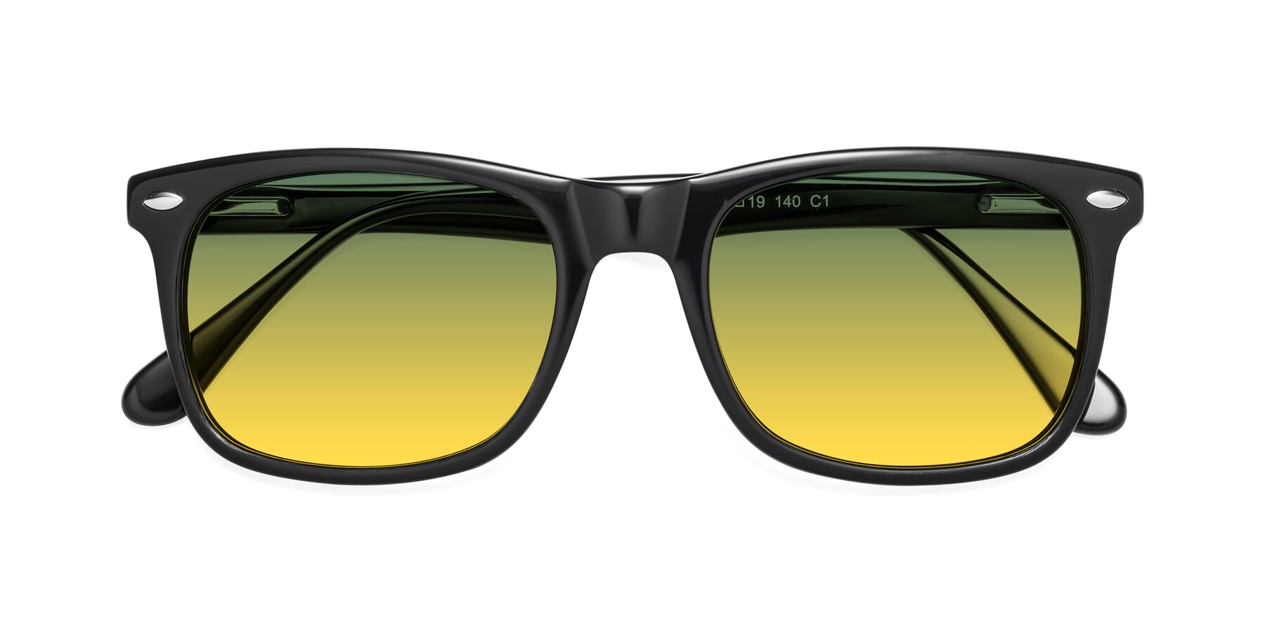 Folded Front of 007 in Black with Green / Yellow Gradient Lenses