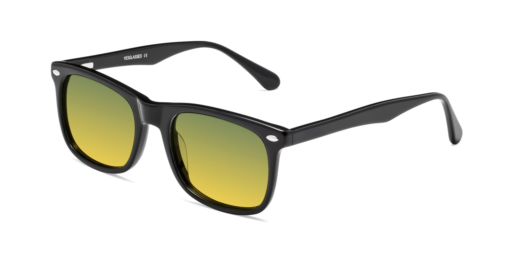 Angle of 007 in Black with Green / Yellow Gradient Lenses