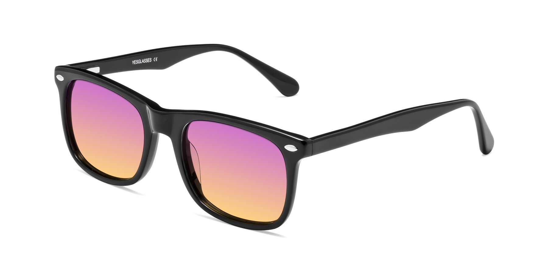 Angle of 007 in Black with Purple / Yellow Gradient Lenses