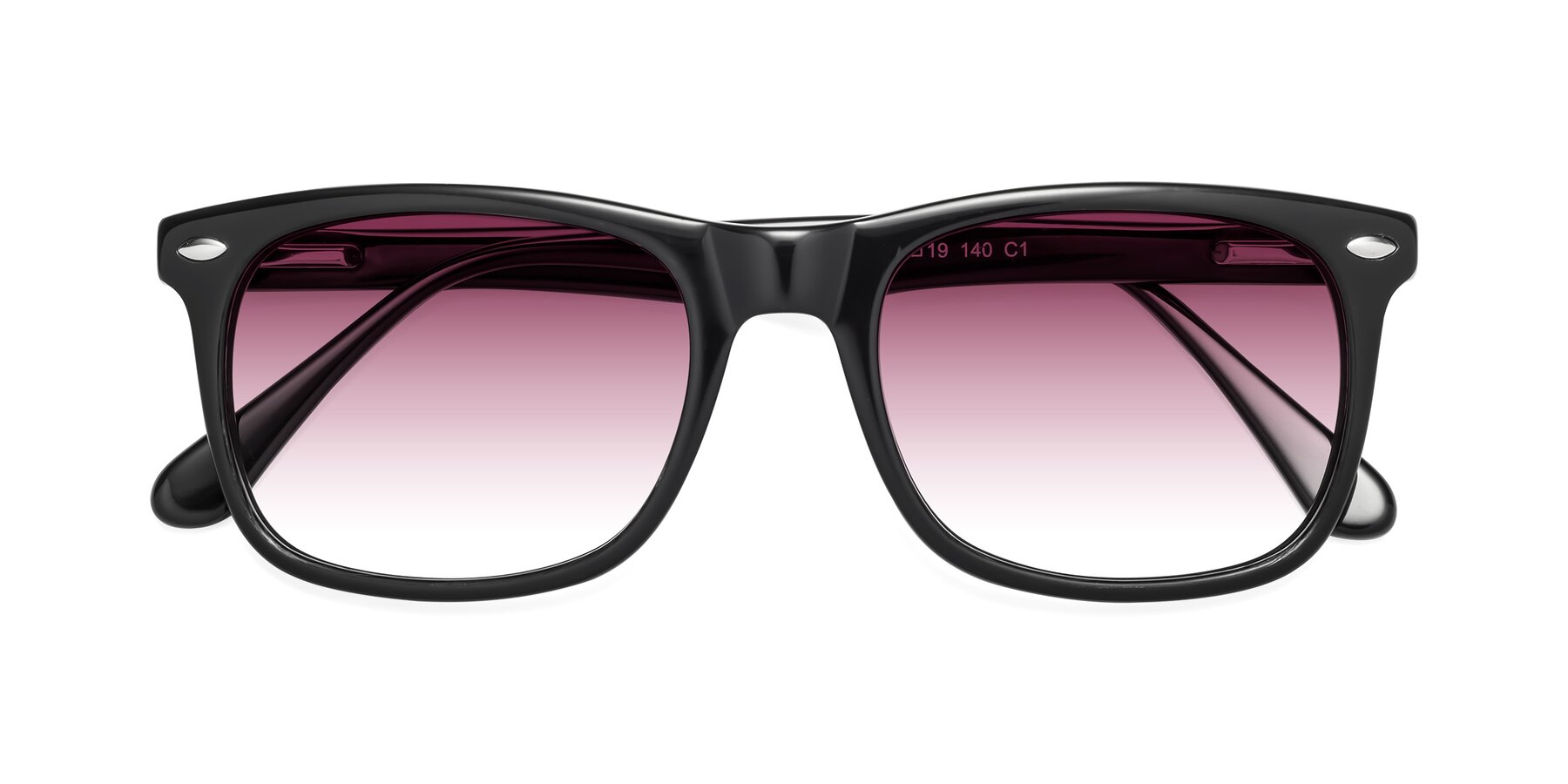 Folded Front of 007 in Black with Wine Gradient Lenses